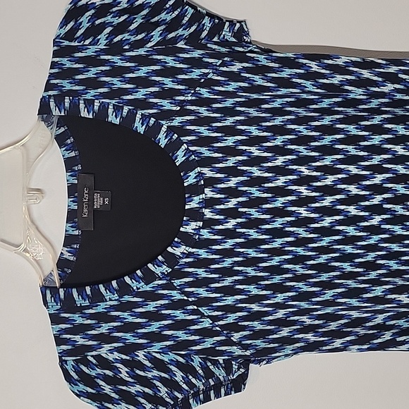 Karen Kane geometric blue & black short sleeve dress - Picture 3 of 5